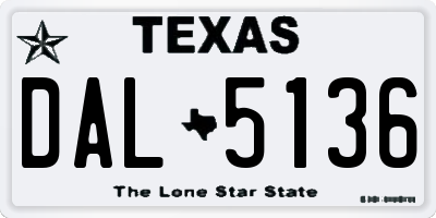 TX license plate DAL5136