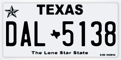 TX license plate DAL5138