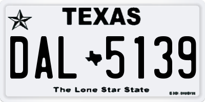 TX license plate DAL5139