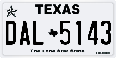 TX license plate DAL5143