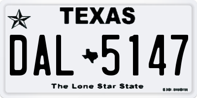 TX license plate DAL5147