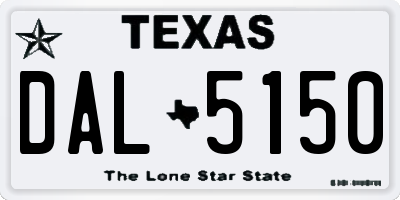 TX license plate DAL5150