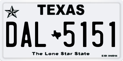 TX license plate DAL5151