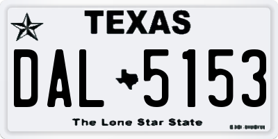 TX license plate DAL5153