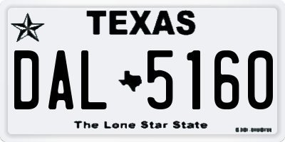 TX license plate DAL5160