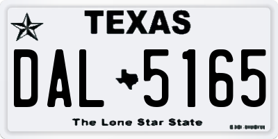 TX license plate DAL5165