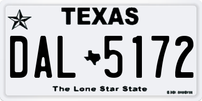 TX license plate DAL5172