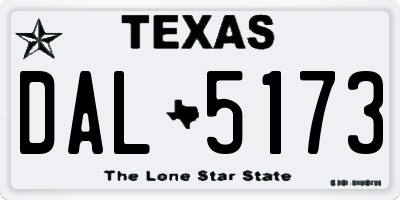 TX license plate DAL5173