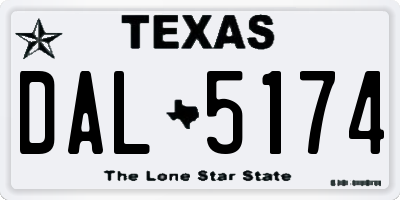 TX license plate DAL5174