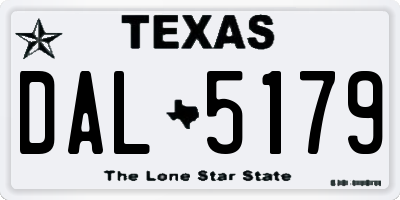 TX license plate DAL5179