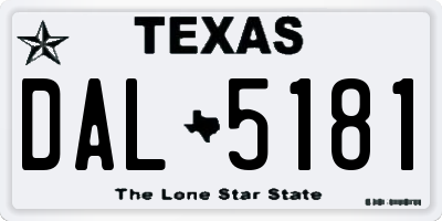 TX license plate DAL5181