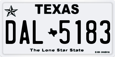 TX license plate DAL5183