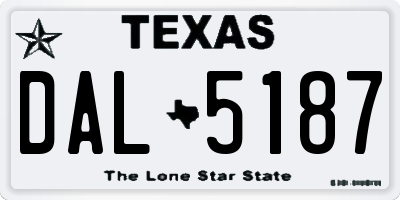 TX license plate DAL5187