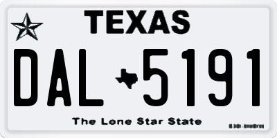 TX license plate DAL5191