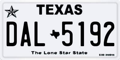 TX license plate DAL5192
