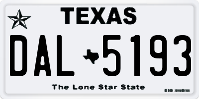 TX license plate DAL5193