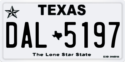 TX license plate DAL5197