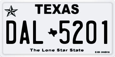 TX license plate DAL5201