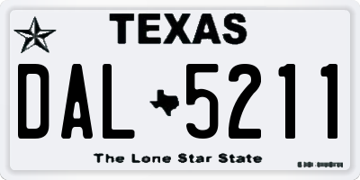TX license plate DAL5211