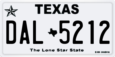TX license plate DAL5212