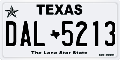 TX license plate DAL5213