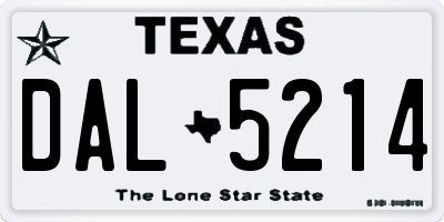 TX license plate DAL5214