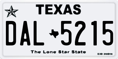 TX license plate DAL5215