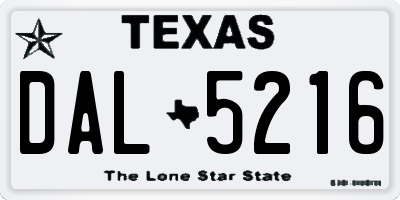 TX license plate DAL5216