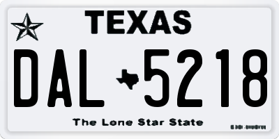 TX license plate DAL5218