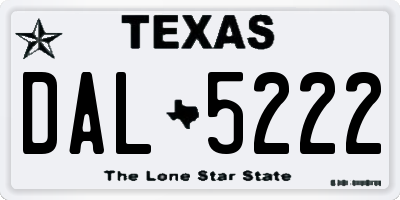 TX license plate DAL5222