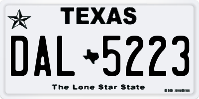 TX license plate DAL5223
