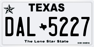 TX license plate DAL5227