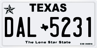 TX license plate DAL5231
