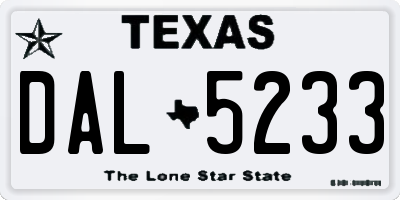 TX license plate DAL5233