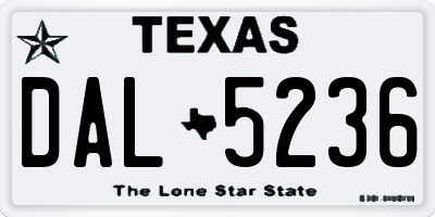 TX license plate DAL5236