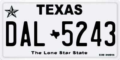 TX license plate DAL5243