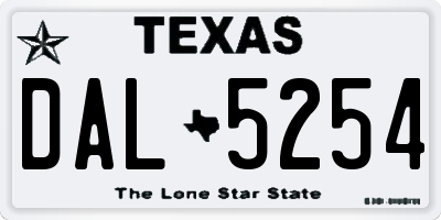 TX license plate DAL5254