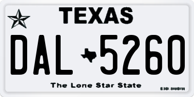 TX license plate DAL5260