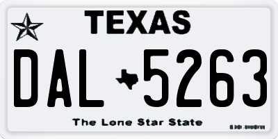 TX license plate DAL5263
