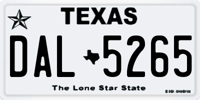 TX license plate DAL5265
