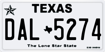 TX license plate DAL5274
