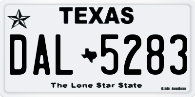 TX license plate DAL5283