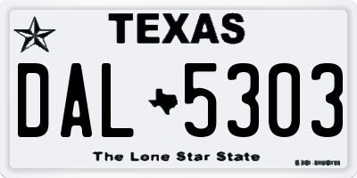 TX license plate DAL5303