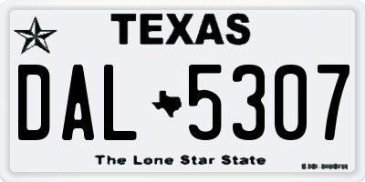 TX license plate DAL5307