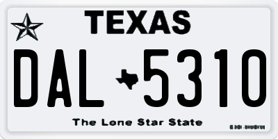 TX license plate DAL5310