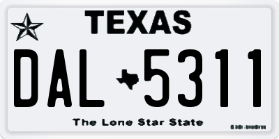 TX license plate DAL5311