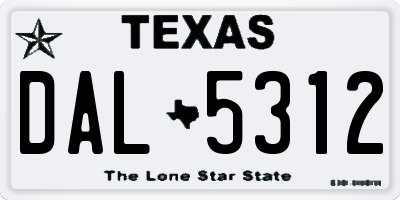 TX license plate DAL5312