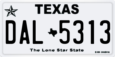 TX license plate DAL5313