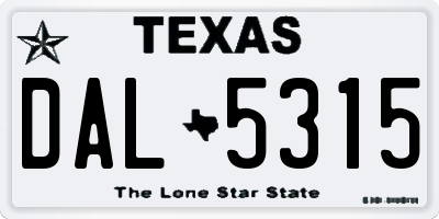 TX license plate DAL5315