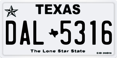 TX license plate DAL5316